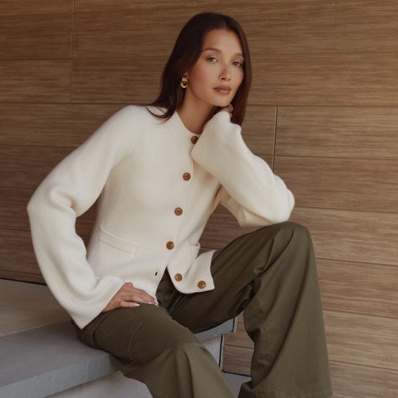 Few Moda Sweaters - Few Moda Kourt Averie wool-cashmere cardigan Size XS in Cream-Jenni Kayne cooper